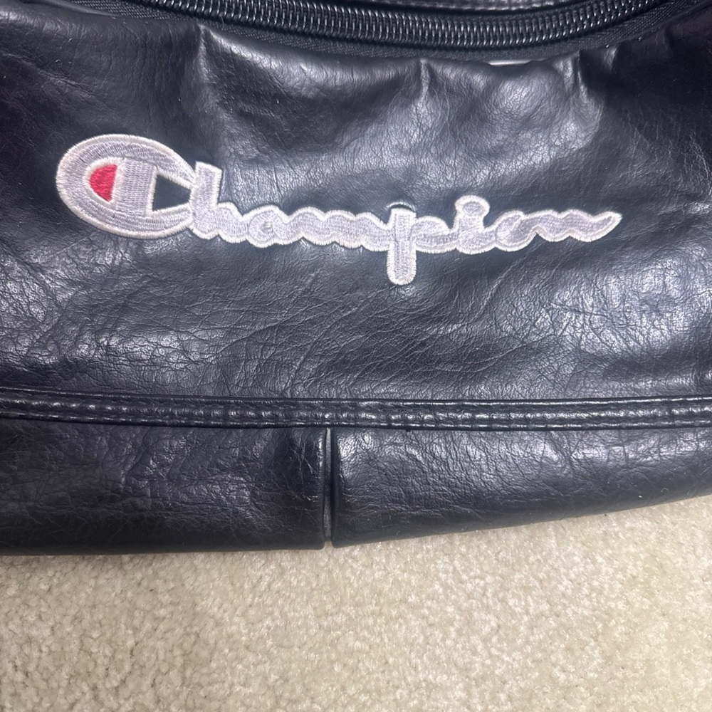Vintage Champion Black Leather Bag